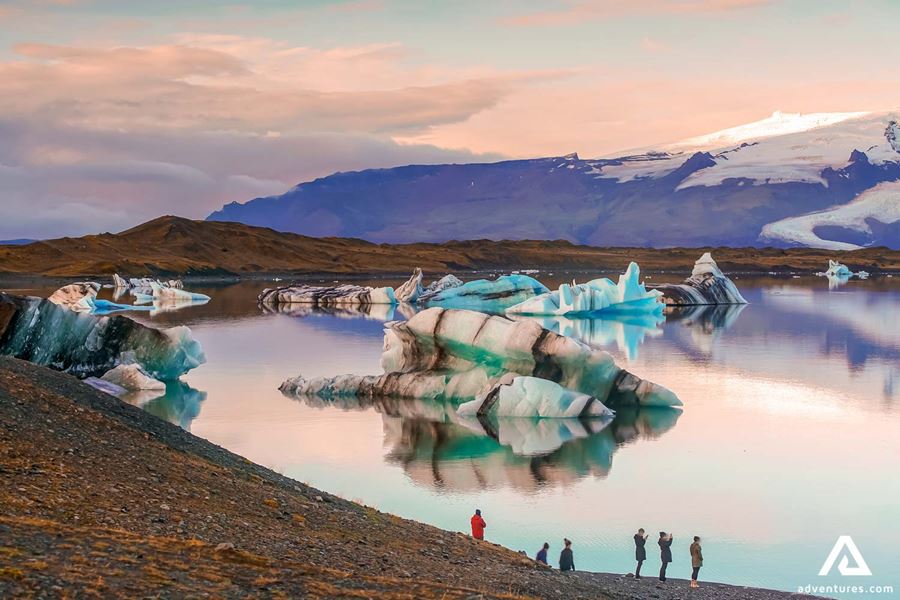 Pink Sky at Jokulsarlon Glacier Lagoon