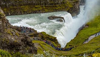 Iceland Gullfoss Golden Circle Waterfall In Summer