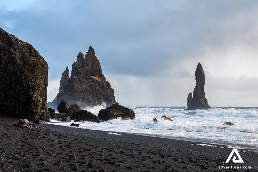reynisdrangar cliffs view from the beach