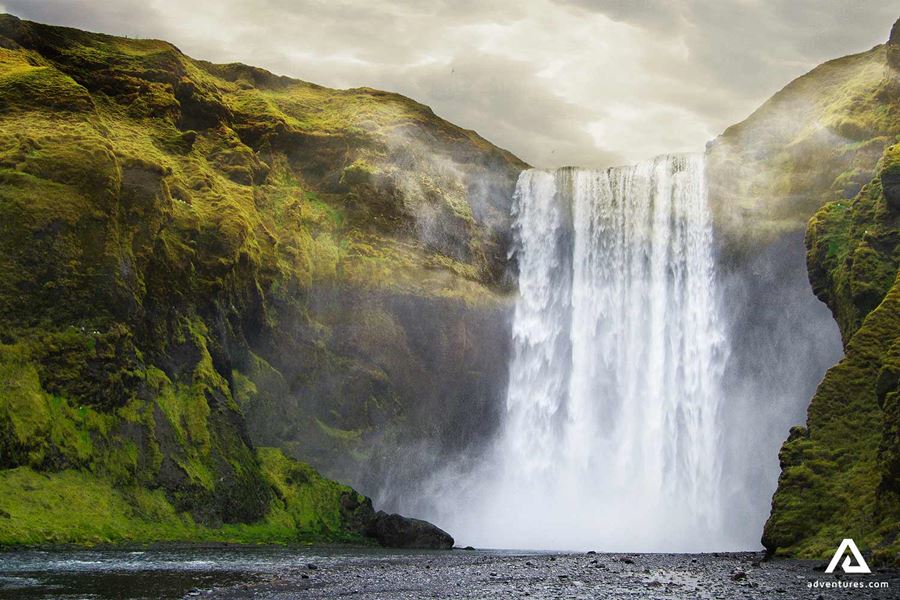 Rain in Skogafoss Waterfall