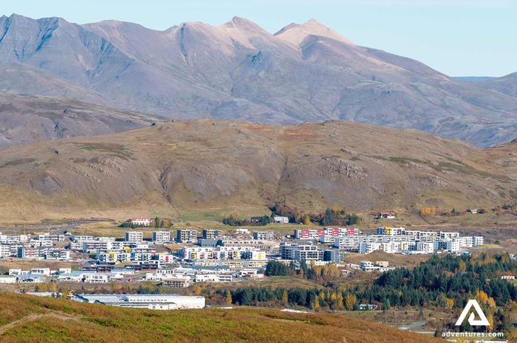Mosfellsbaer town view in iceland