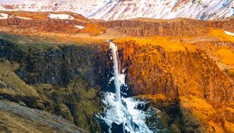 Waterfall In Autumn On Snaefellsnes Peninsula in iceland