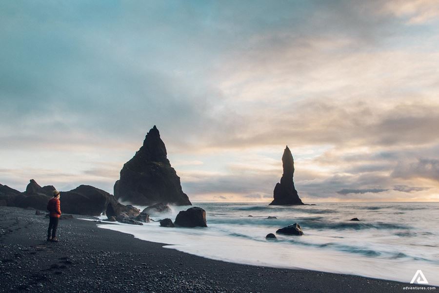 Reynisfjara Black Sand Beach And Rocks