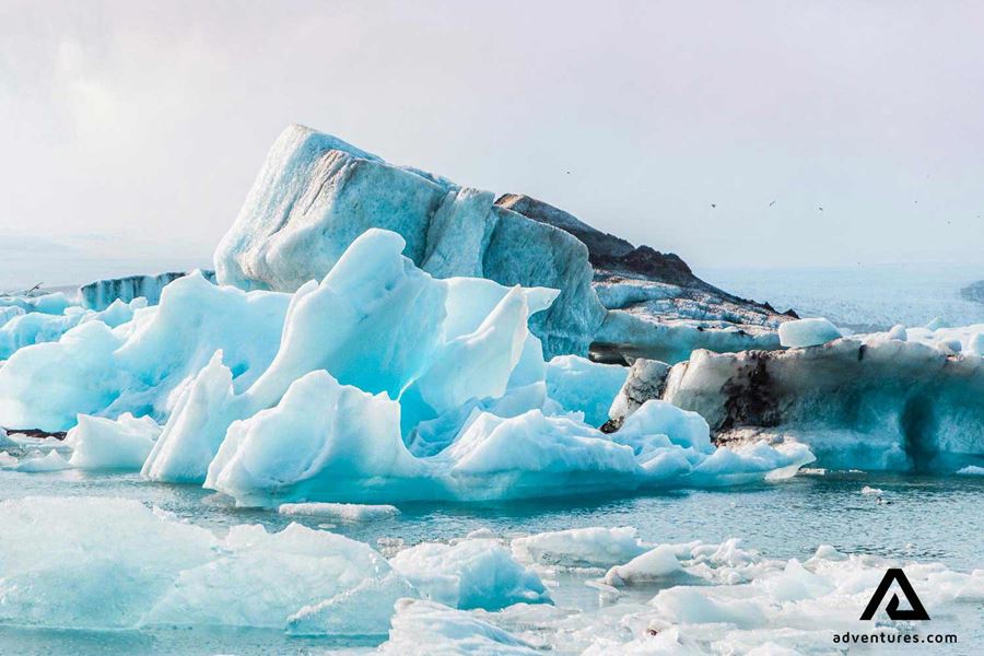 big pieces of glacier ice in jokulsarlon