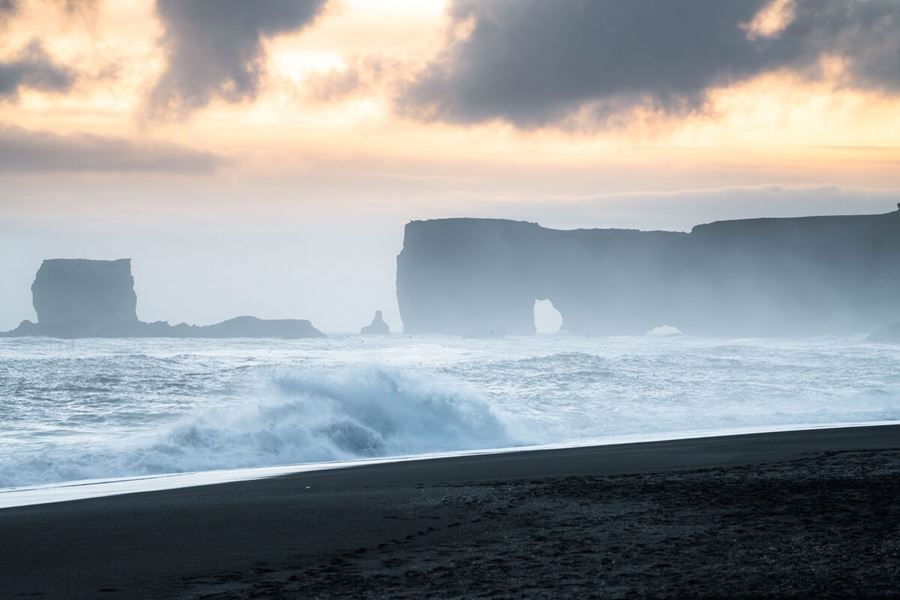 Dyrholaey On A Black Sand Beach in iceland