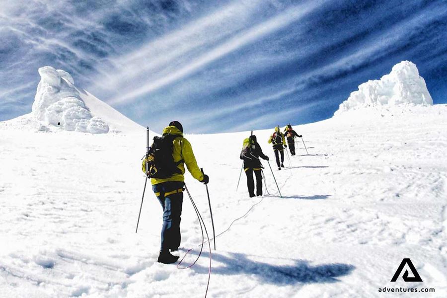 people hiking to the top of snaefellsjokull