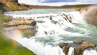 view of gullfoss falls in summer