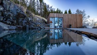 Outside Of Forest Lagoon Sauna in iceland