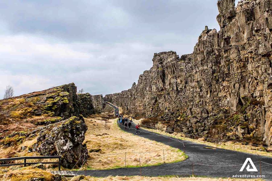 view of a walking path in thingvellir