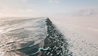 a view above diamond beach in jokulsarlon