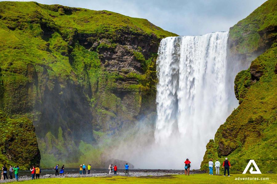 skogafoss waterfall view in summer