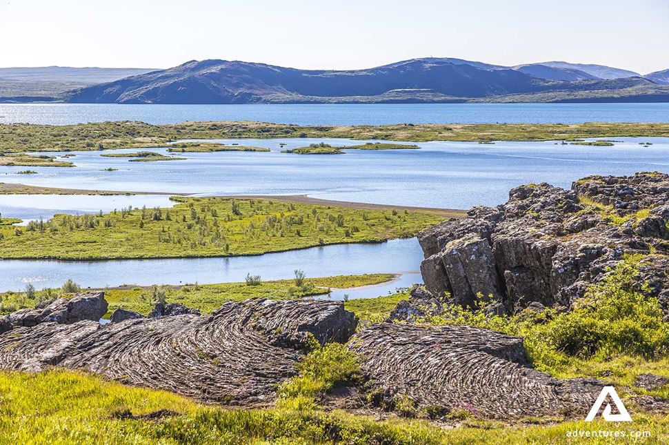 sunny day at thingvellir national park in iceland
