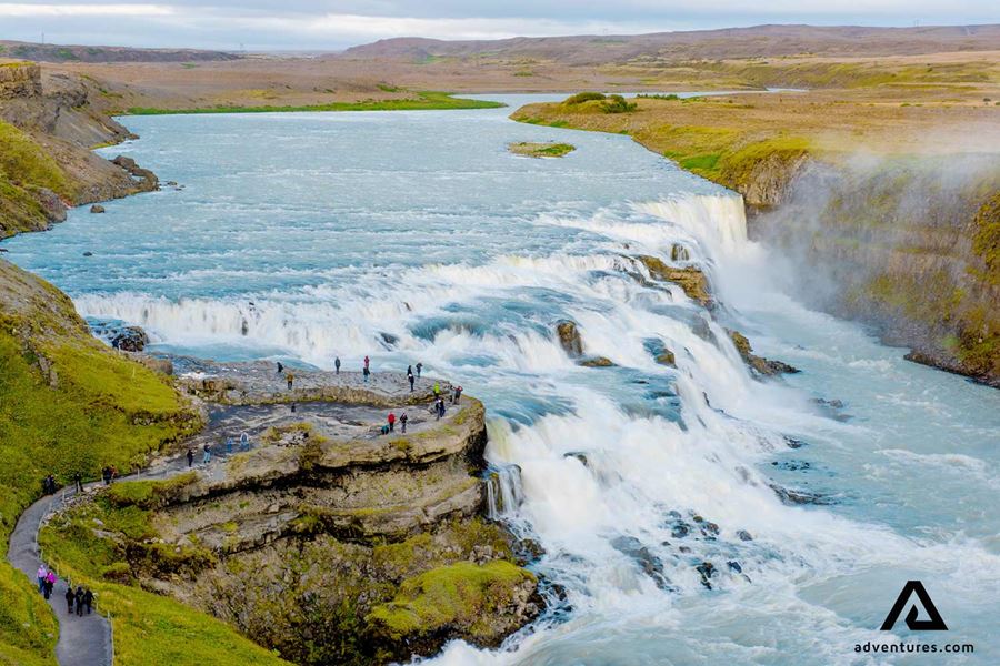 a view of gullfoss from the parking lot