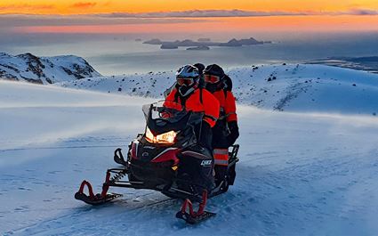 Snowmobile on Eyjafjallajokull Volcano