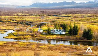 small houses in thingvellir in iceland