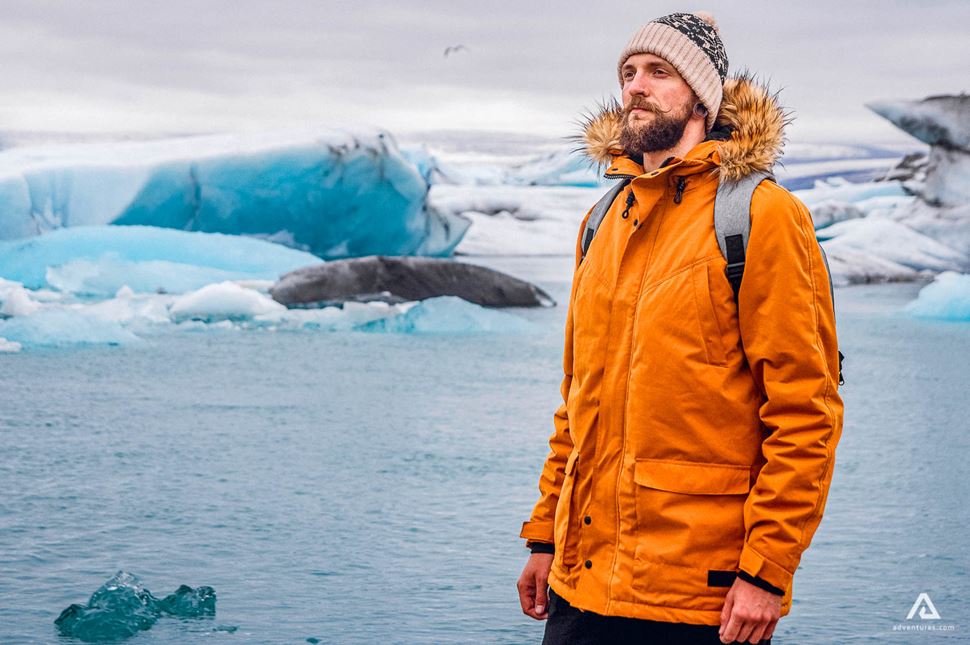 Man At The Glacier Lagoon in Iceland
