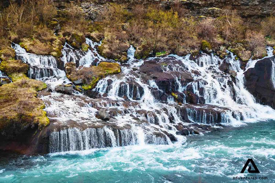 hraunfossar waterfall in snaefellsnes