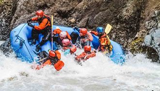 Falling Out Rafting Glacier River In Iceland