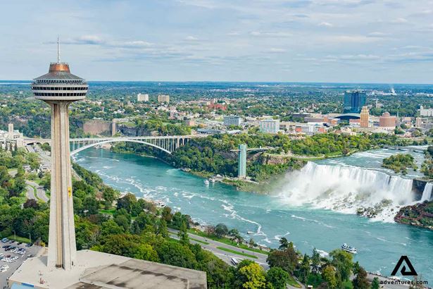 aerial view near skylon tower in canada