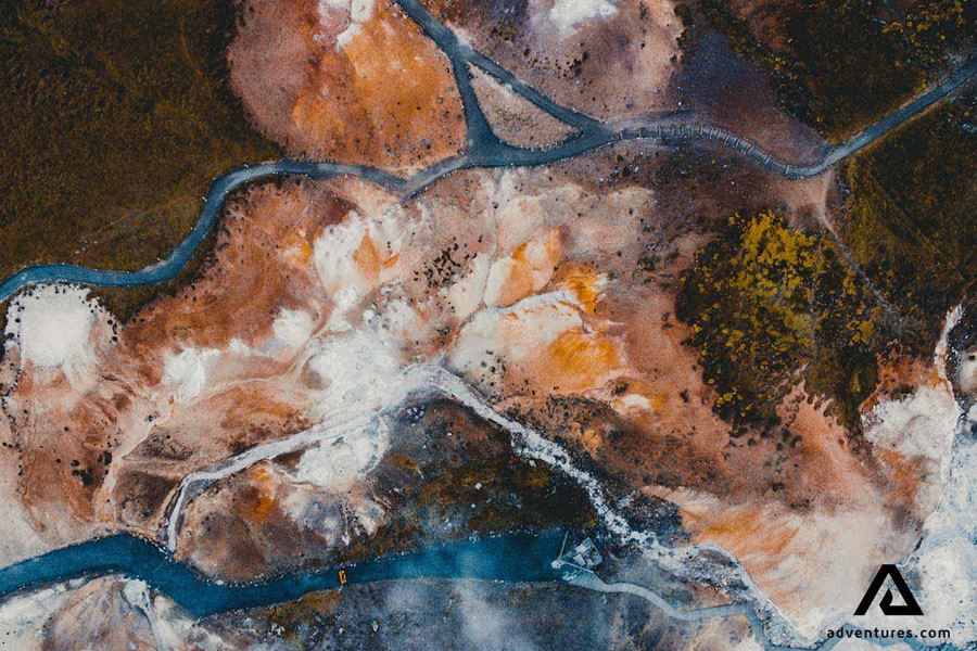 aerial drone view of krysuvik seltun area