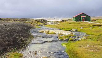small geothermal river in hveravellir area