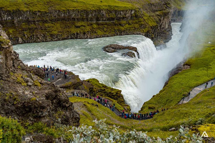 Gullfoss Golden Circle Waterfall In Summer