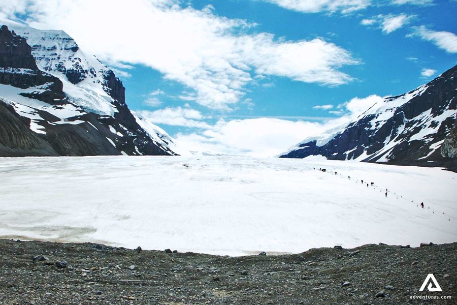 Group Walking on Athabasca Glacier