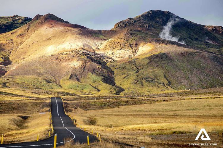 paved road near grindavik in reykjanes