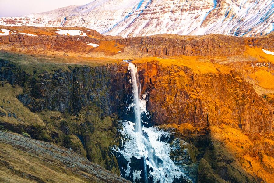 Waterfall In Autumn On Snaefellsnes Peninsula in iceland