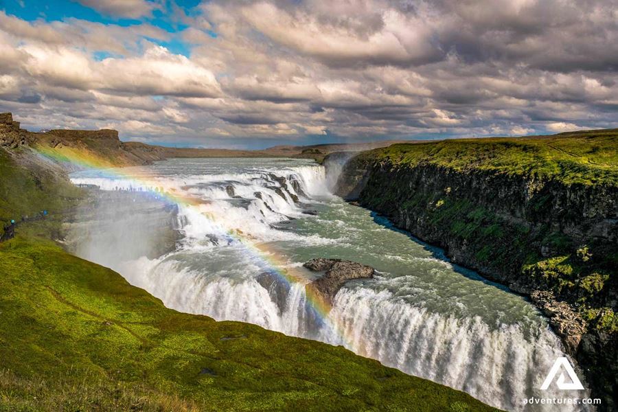 gullfoss waterfall with a rainbow