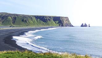 summer view of dyrholaey area in south iceland