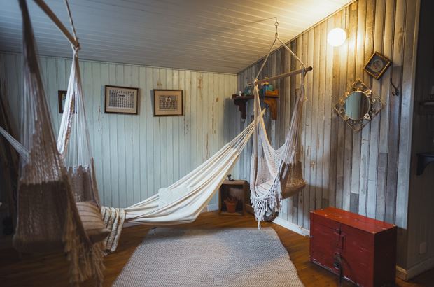 Cozy living room in farmhouse hotel