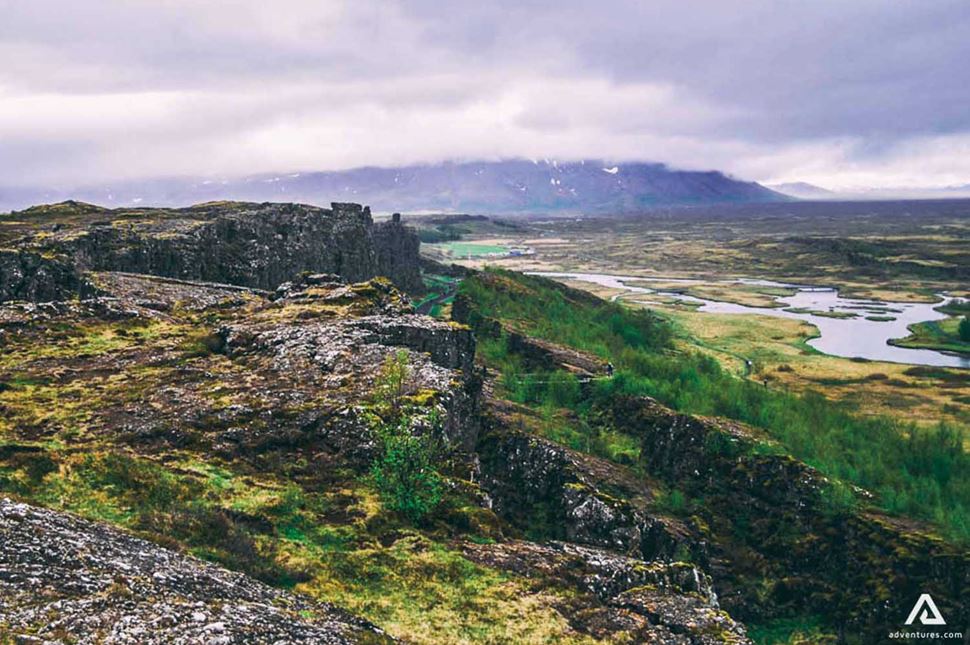 birds eye view above thingvellir national park