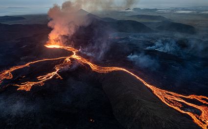 Helicopter tour to recently erupted volcano