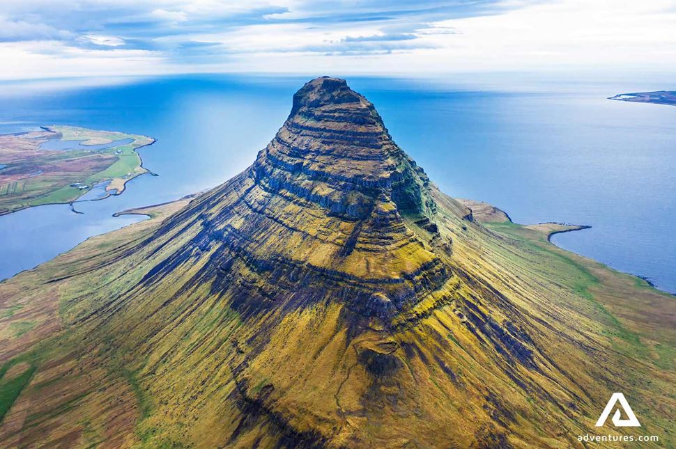kirkjufell mountain from above in snaefellsnes