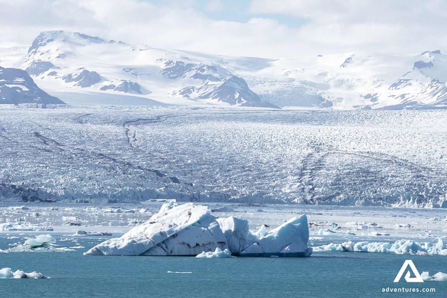 icebergs floating near breidamerkurjokull
