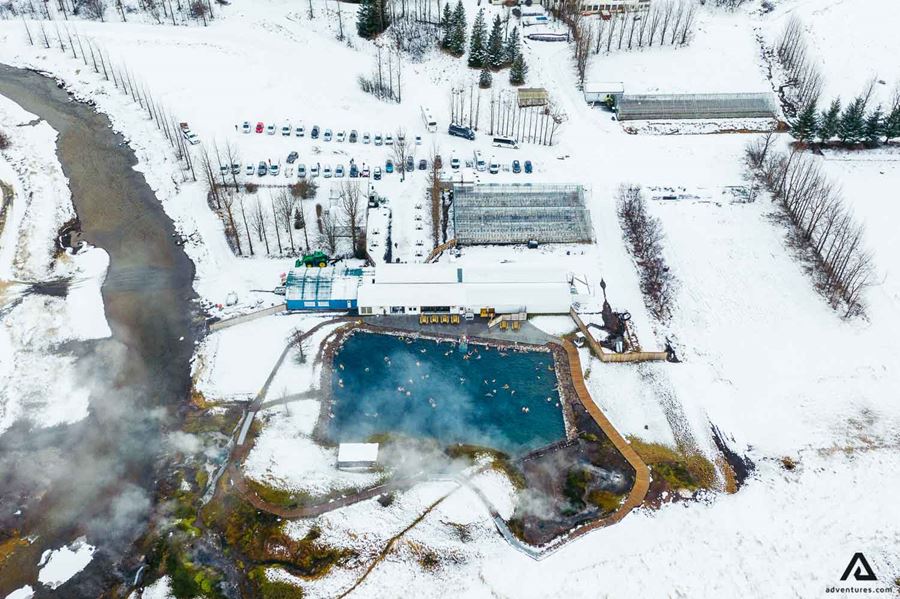 The Secret Lagoon from aerial view