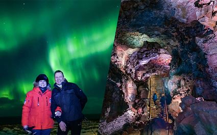 Evening Lava Caving Tour & Northern Lights Hunt