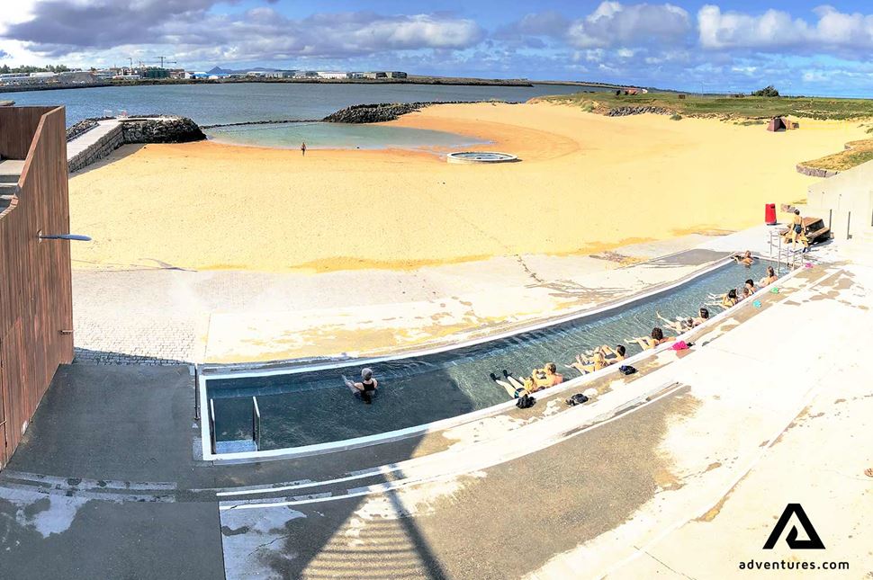 Nautholsvik yellow sand beach in reykjavik