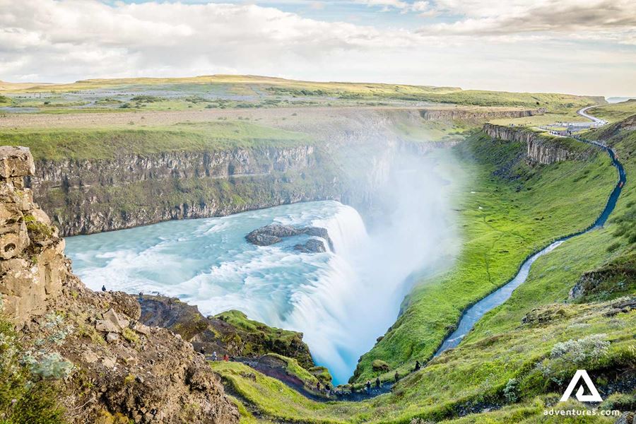gullfoss waterfall in summer