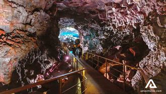 walking path inside the Raufarholshellir lava tunnel