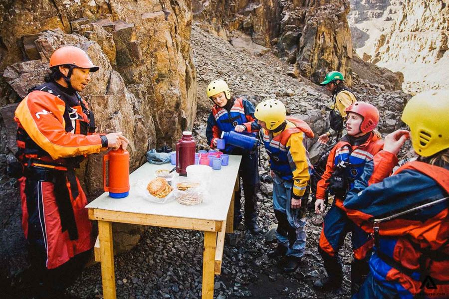 Drinking Tea After Rafting Glacier River