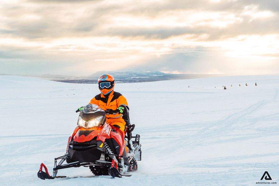 Man on a snowmobile 