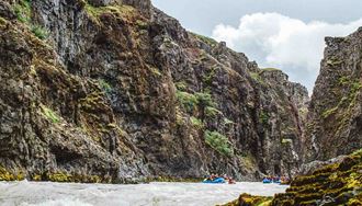 People Rafting Near Rocks Glacier River Iceland