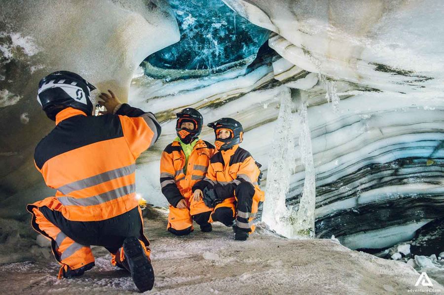 Exploring ice cave