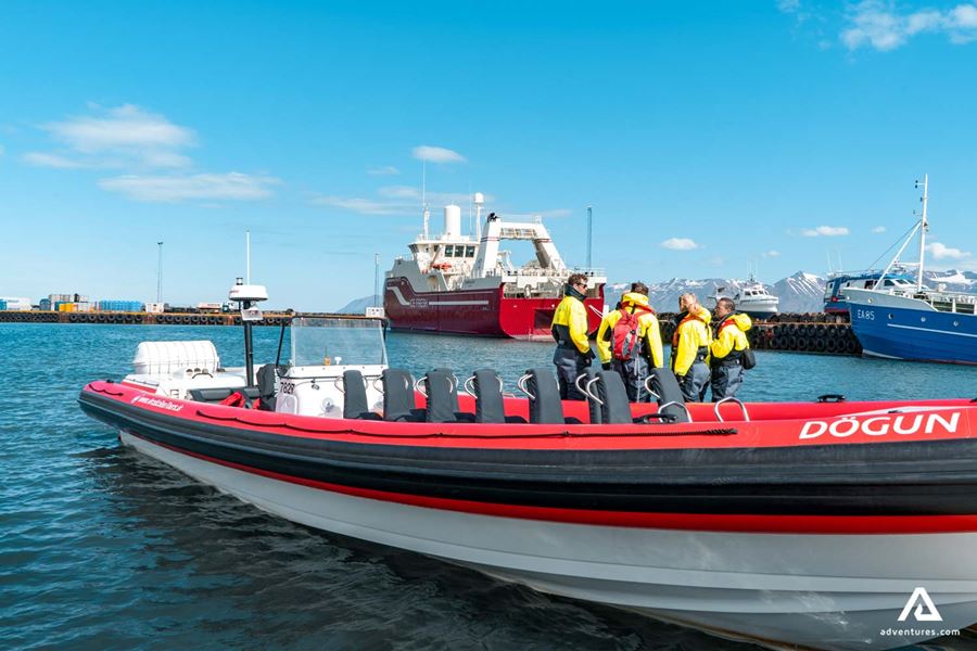 Group boarding a rib boat