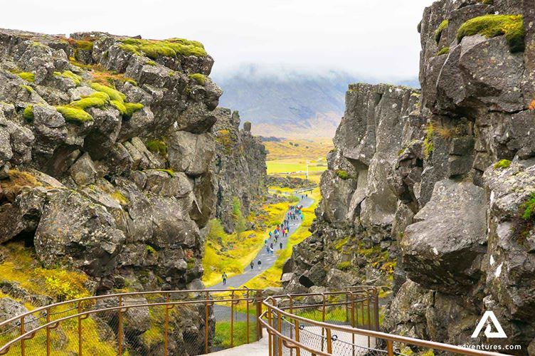 people walking around thingvellir national park