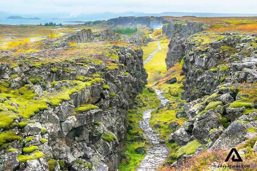 a walking path in thingvellir
