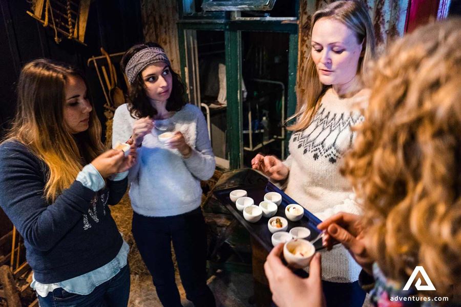 group of women tasting entrees