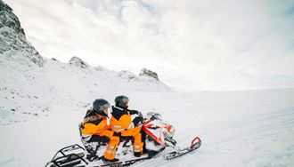 snowmobiling on langjokull in iceland